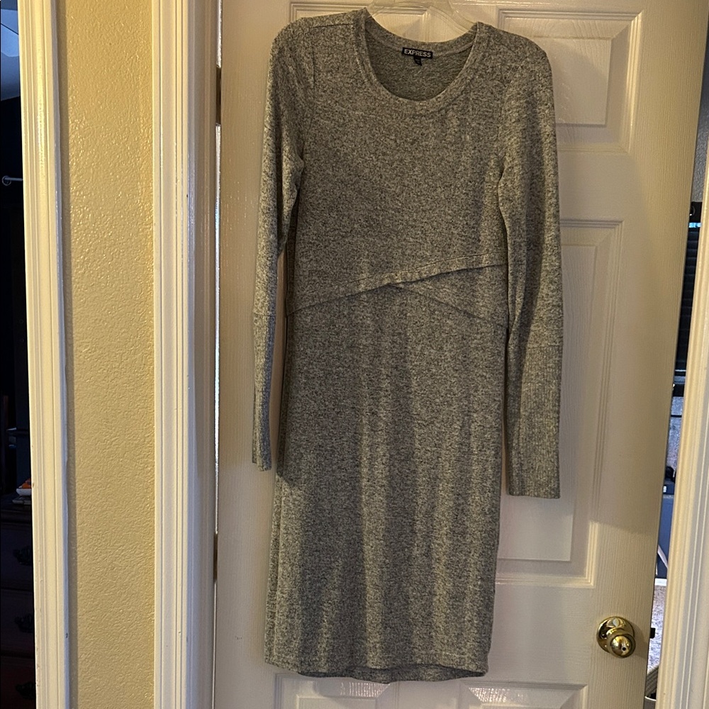 Express Gray Long Sleeve Dress